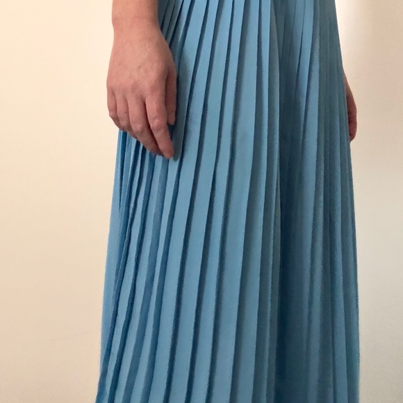 Blue Pleated #MichaeKors maxi skirt with slit - Picture 2 of 4